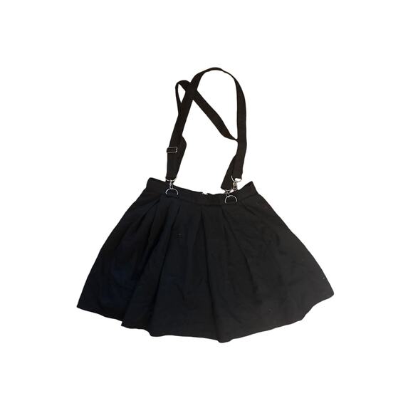 S Hot Topic Black Pleated O-Ring Zipper Suspender Mini Skirt Chains Punk Goth - Picture 4 of 4